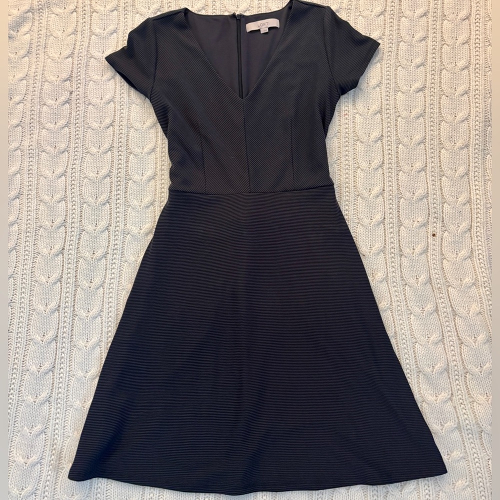 LOFT Black A-Line V-Neck Dress